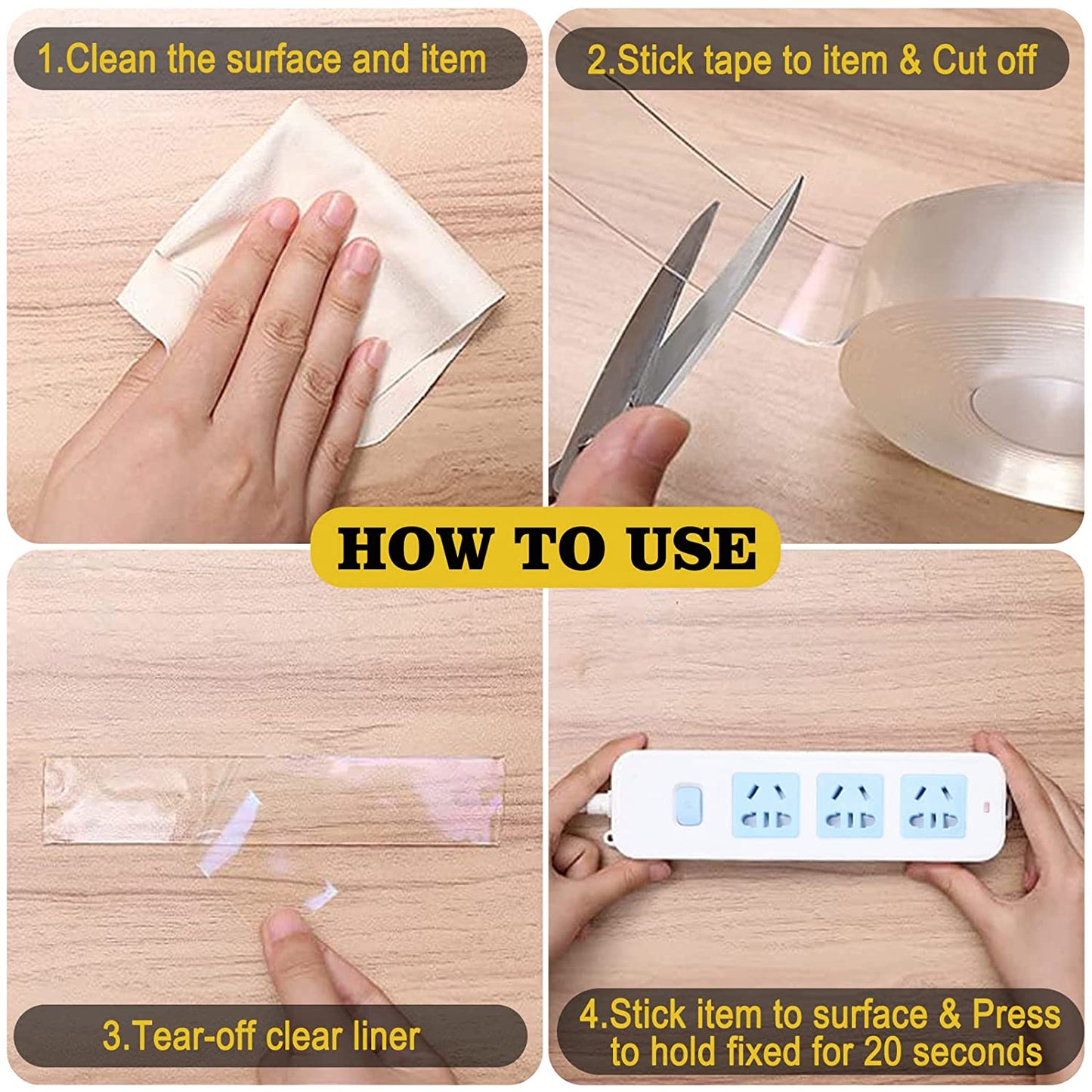 Kelasy Extra Large Double Sided Tape Heavy Duty,1.2" x 200",Nano Adhesive Mounting Tape-Clear, Strong Grip Adhesive Poster Wall Tape for Decoration